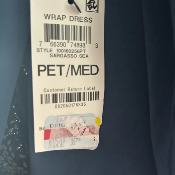 Alfani Petite Printed 3/4-Sleeve Wrap Dress in Blue - Picture 5 of 6